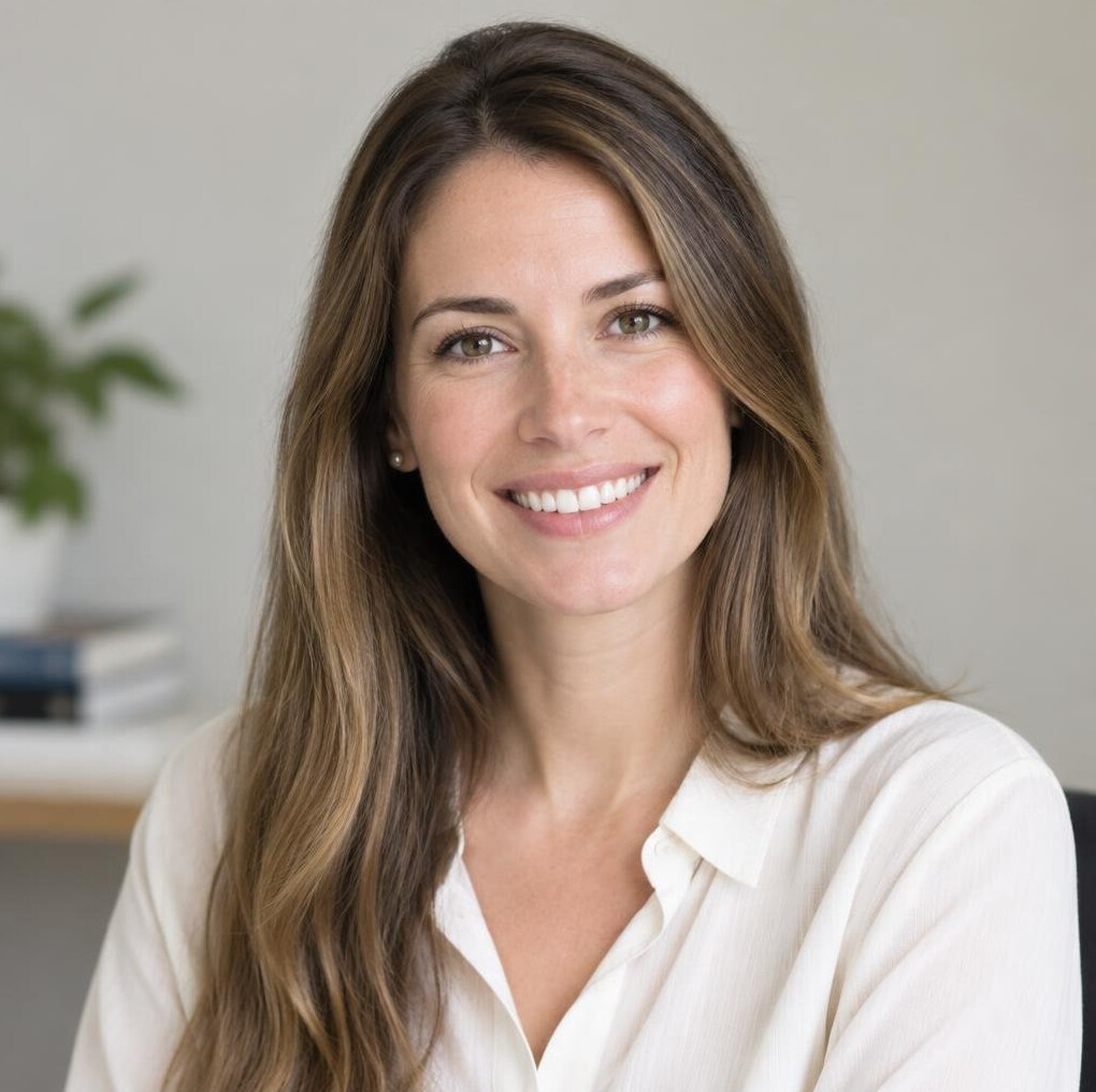 Portrait of a smiling woman with long hair