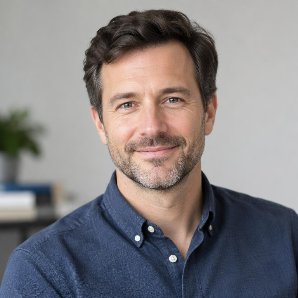 Portrait of a smiling man in a casual shirt